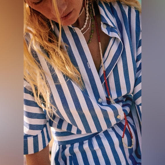 Sezane Striped playsuit. 38 - Picture 4 of 9
